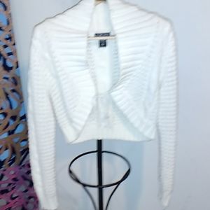 Beige crochet front tie sweater